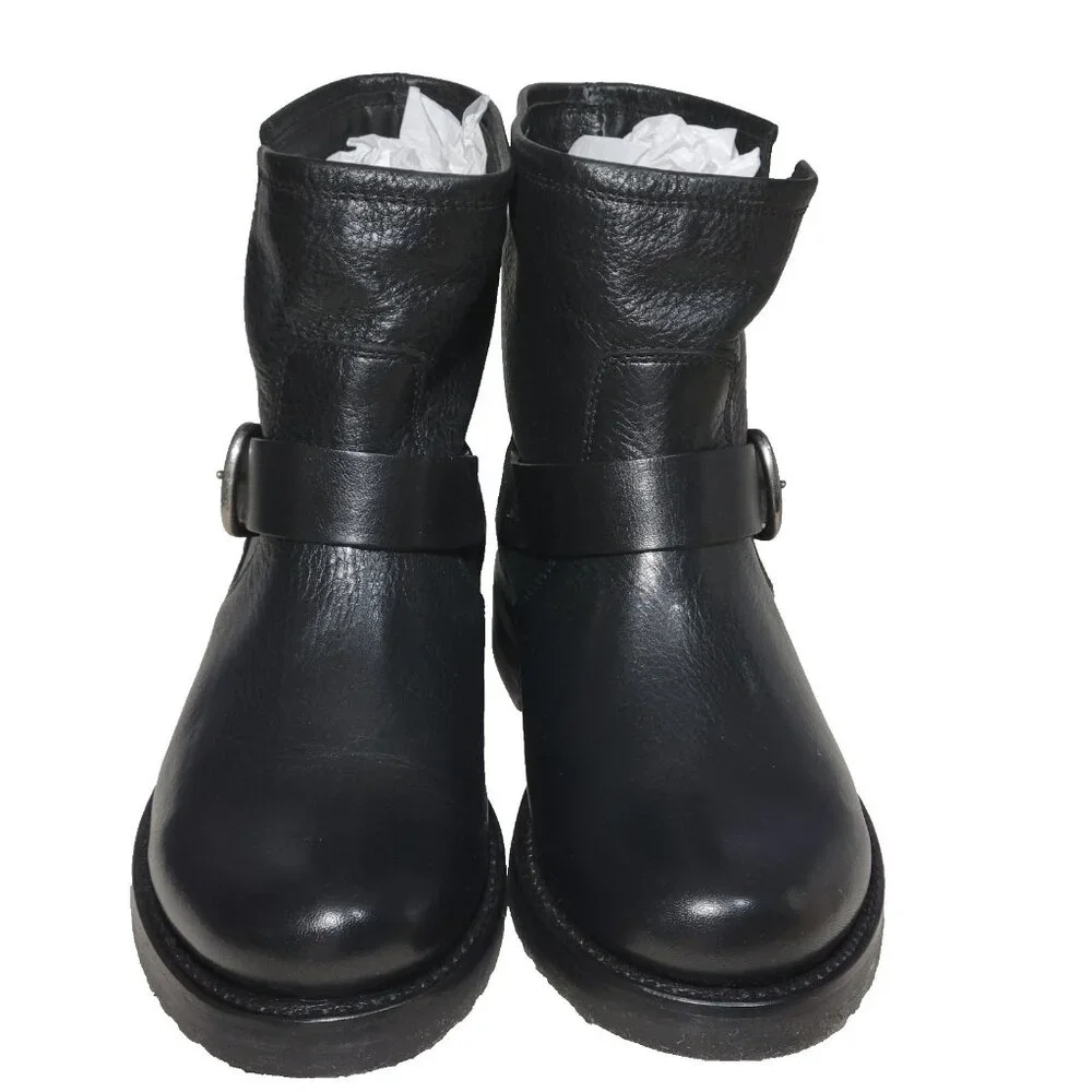Frye Company Veronica Bootie Women Size 7 B Black Leather Buckle Moto Grunge NEW